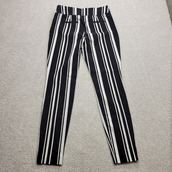 INC International Concepts Women’s 8 Striped Black White Straight Leg Pants - Picture 2 of 8
